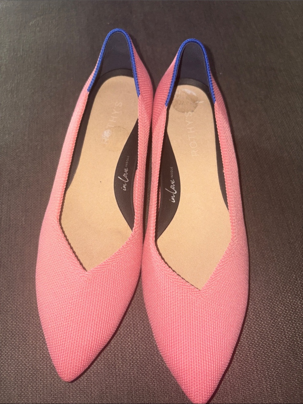 Rothy's Coral Pink Pointed Knit Flats